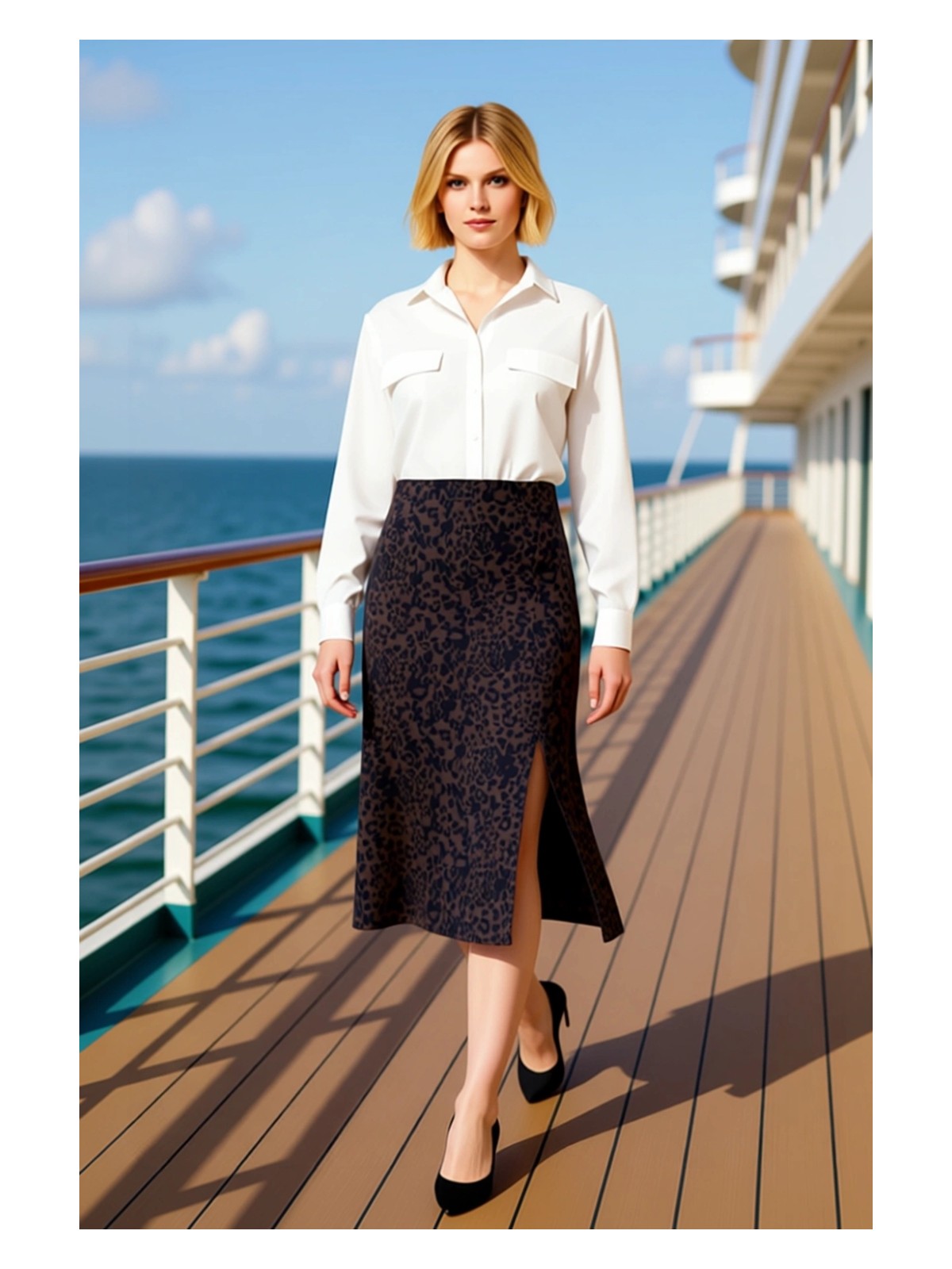 Benerly Kadın Çiçek Desenli Yırtmaçlı Midi Dokuma Etek Yüksek Bel A Kesim %100 Viskoz Fonksiyonel Şık - Görsel 9