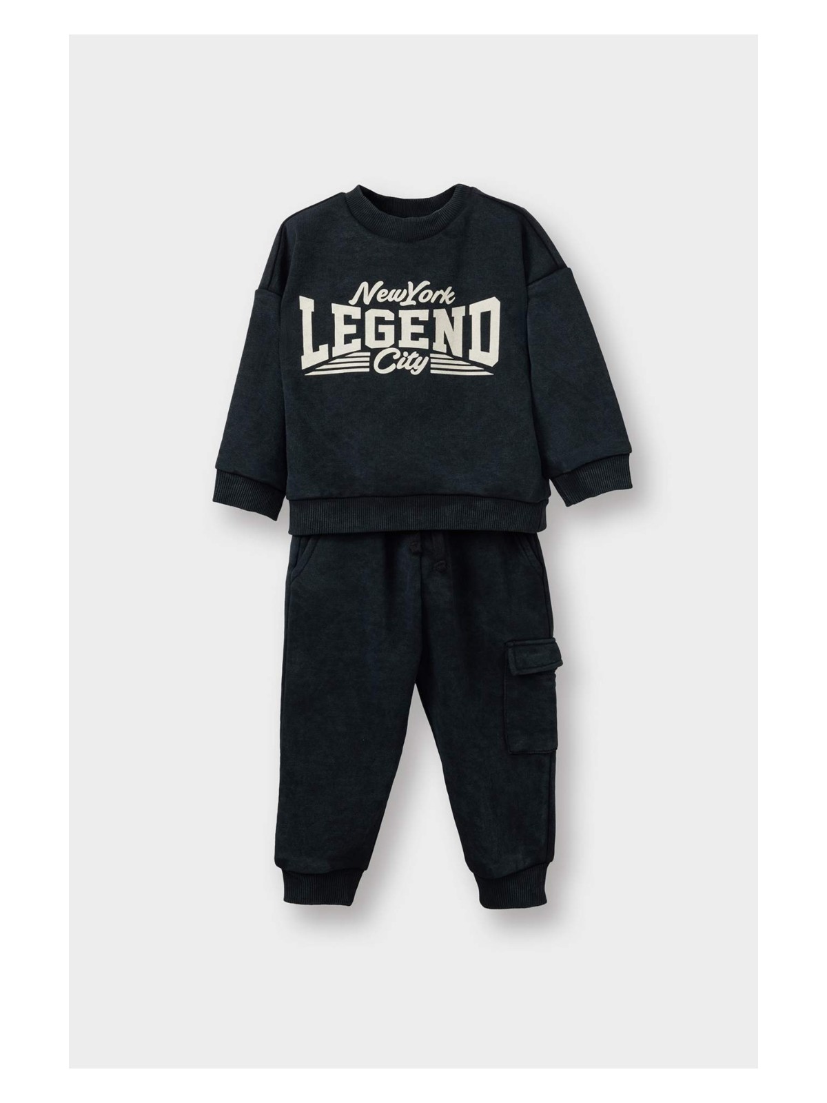 DeFacto 2'li Takım Baskılı Sweatshirt Eşofman Altı Erkek Bebek G5132A525WN - Görsel 3