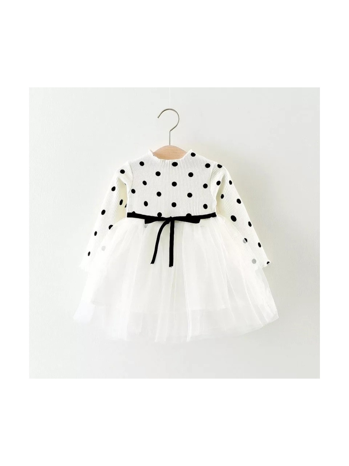 Şirin Şeyler Butiği Linda Uzun Kol Kız Çocuk Prenses Kabarık Tütü Elbise Puantiyeli Esnek Likralı Pembe Tütülü Elbise Bayramlık Hediyelik - Görsel 3