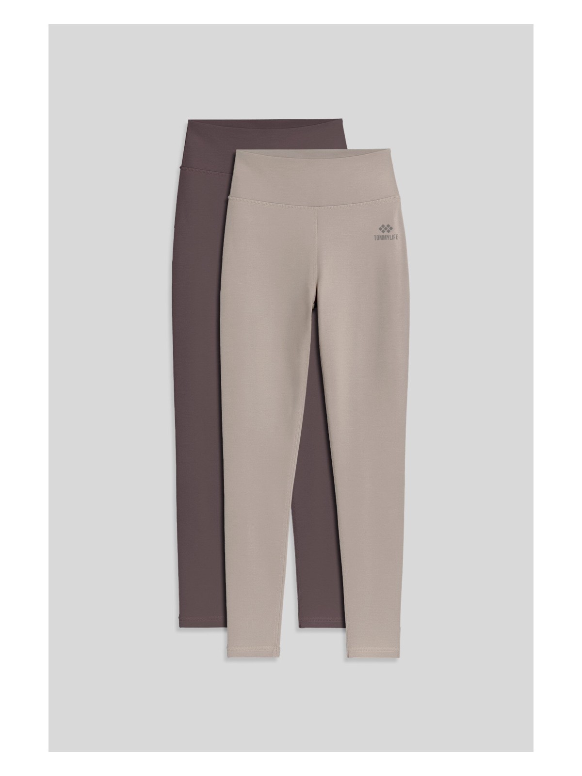 Tommy Life Slim Fit 3lü Paket Koyu Bej-Kahverengi-Siyah Kadın Tayt - 94011 - Görsel 5