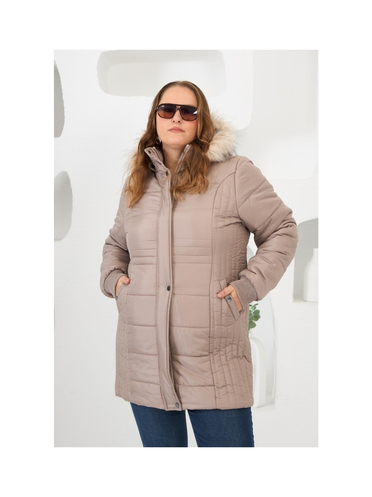 Rmg Büyük Beden Kapşonlu Siyah Kaban - Görsel 3