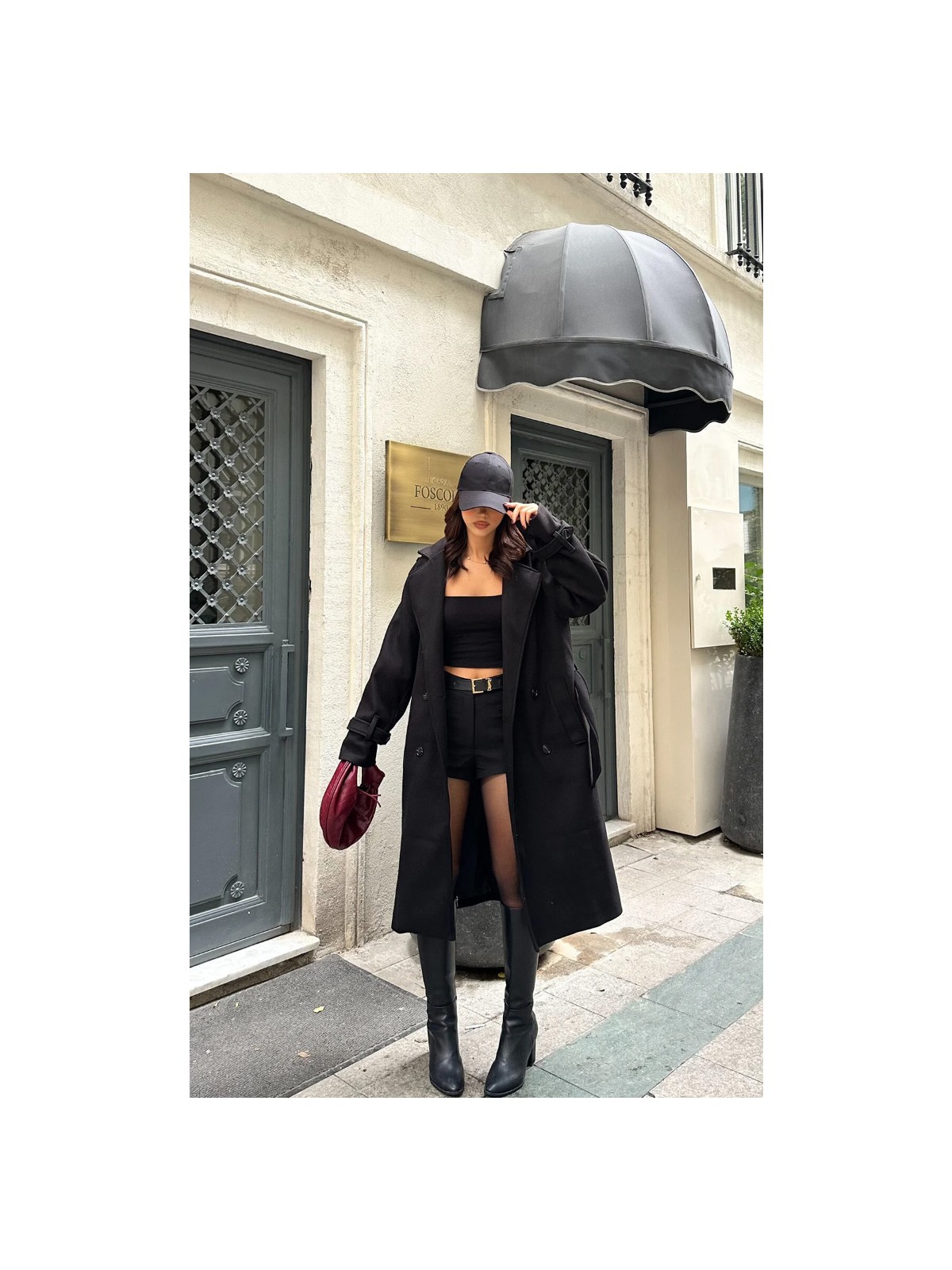 Zeynep Öykü Style Kadın Oversize Apolet Detay Kaşe Kaban Palto - Görsel 4