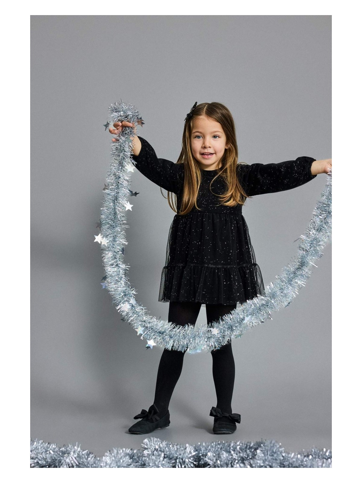 DeFacto Yılbaşı Temalı Uzun Kollu Kadife Tül Elbise Kız Bebek G5036A525WN