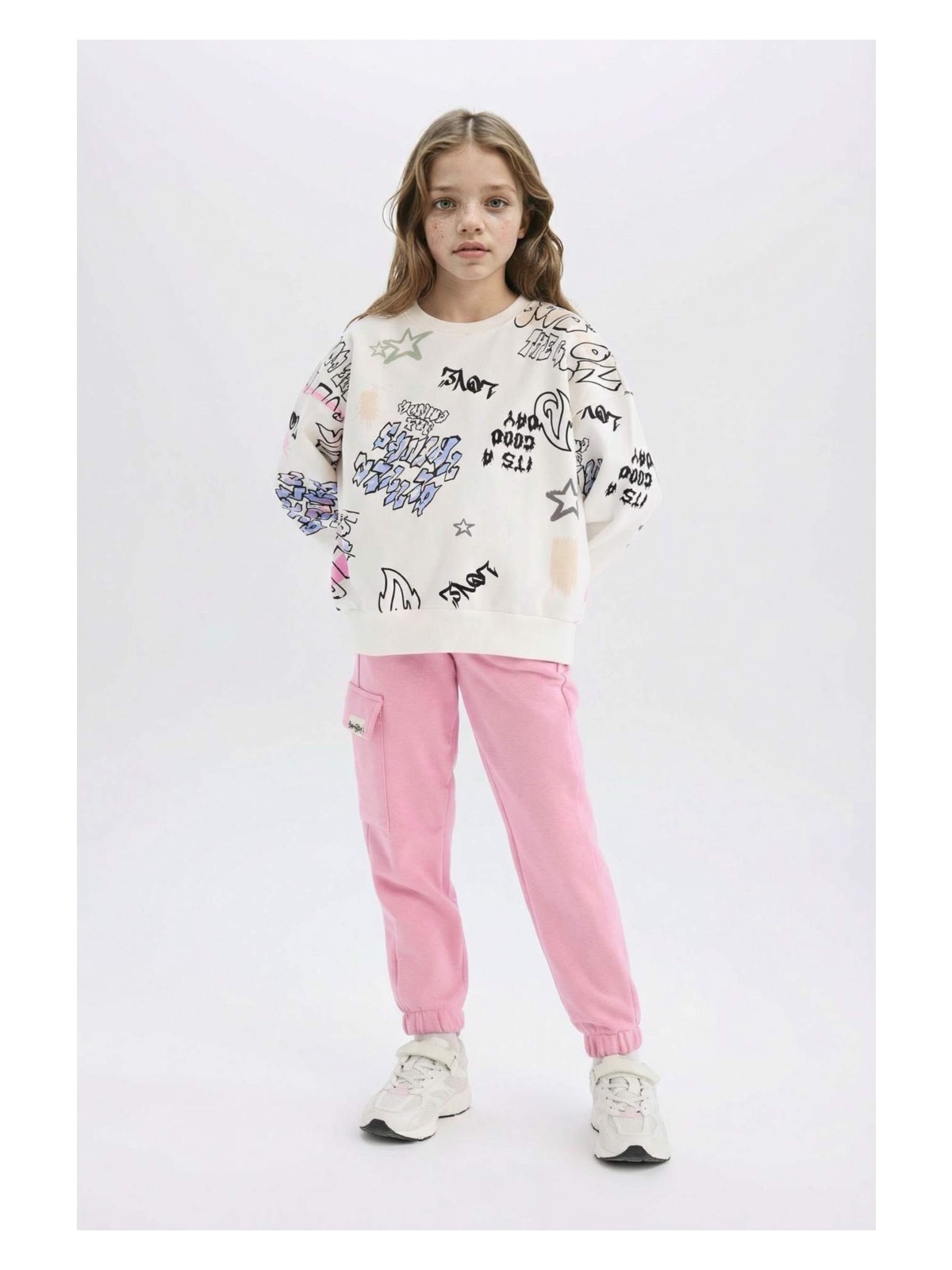 DeFacto Kargo Cepli Beli Paçası Lastikli Jogger Eşofman Altı Kız Çocuk D2872A824WN - Görsel 3