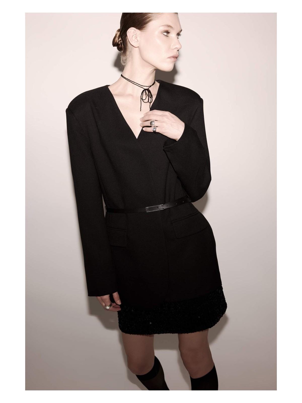 DeFacto Oversize Geniş Kalıp V Yaka Blazer Ceket G6694AX25AU