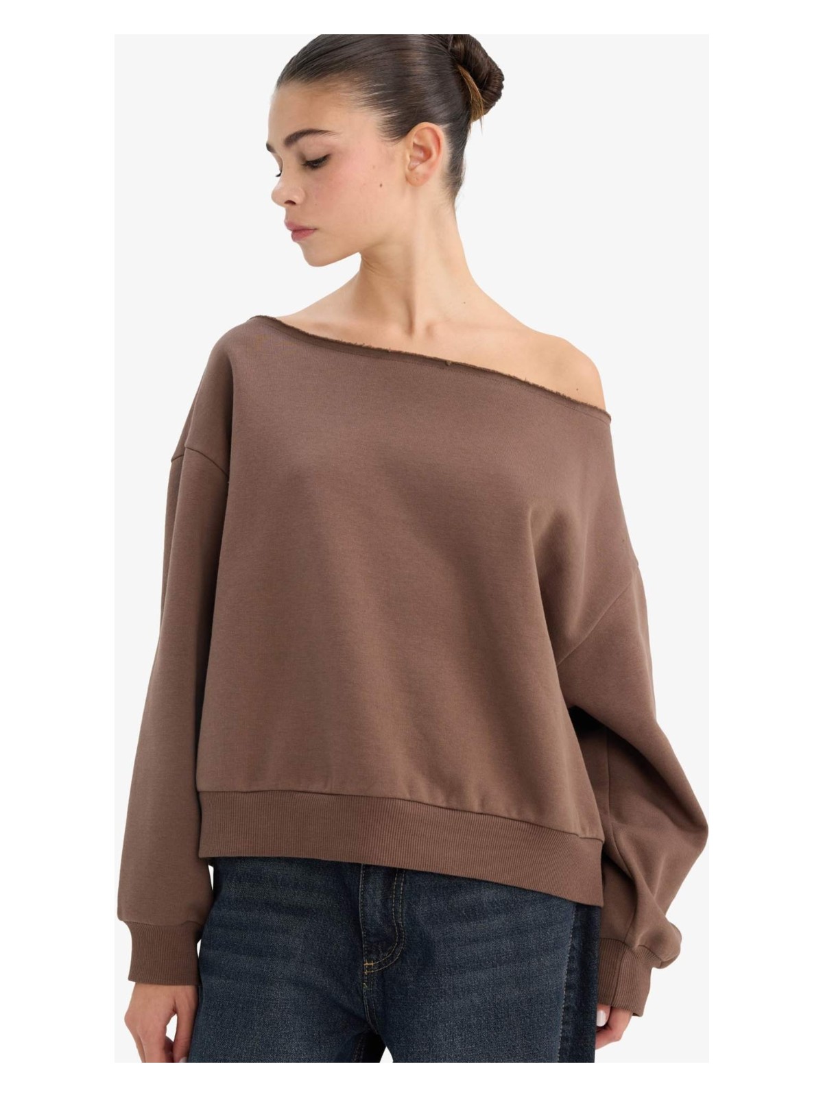 DeFacto Oversize Geniş Kalıp Omzu Açık Kalın Sweatshirt G7204AX25CW