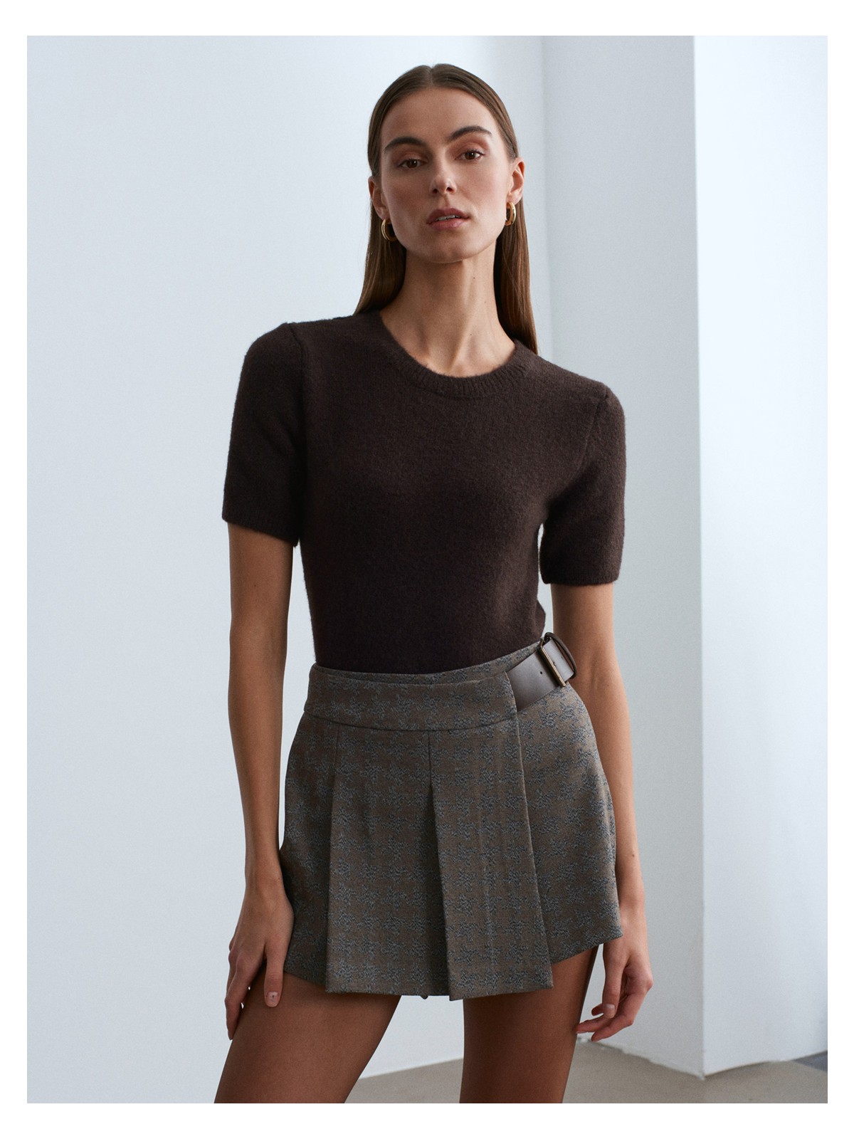 Dilvin 10651 Bisiklet Yaka Yumuşak Dokulu Kısa Kol Triko Kazak-Pembe - Görsel 4