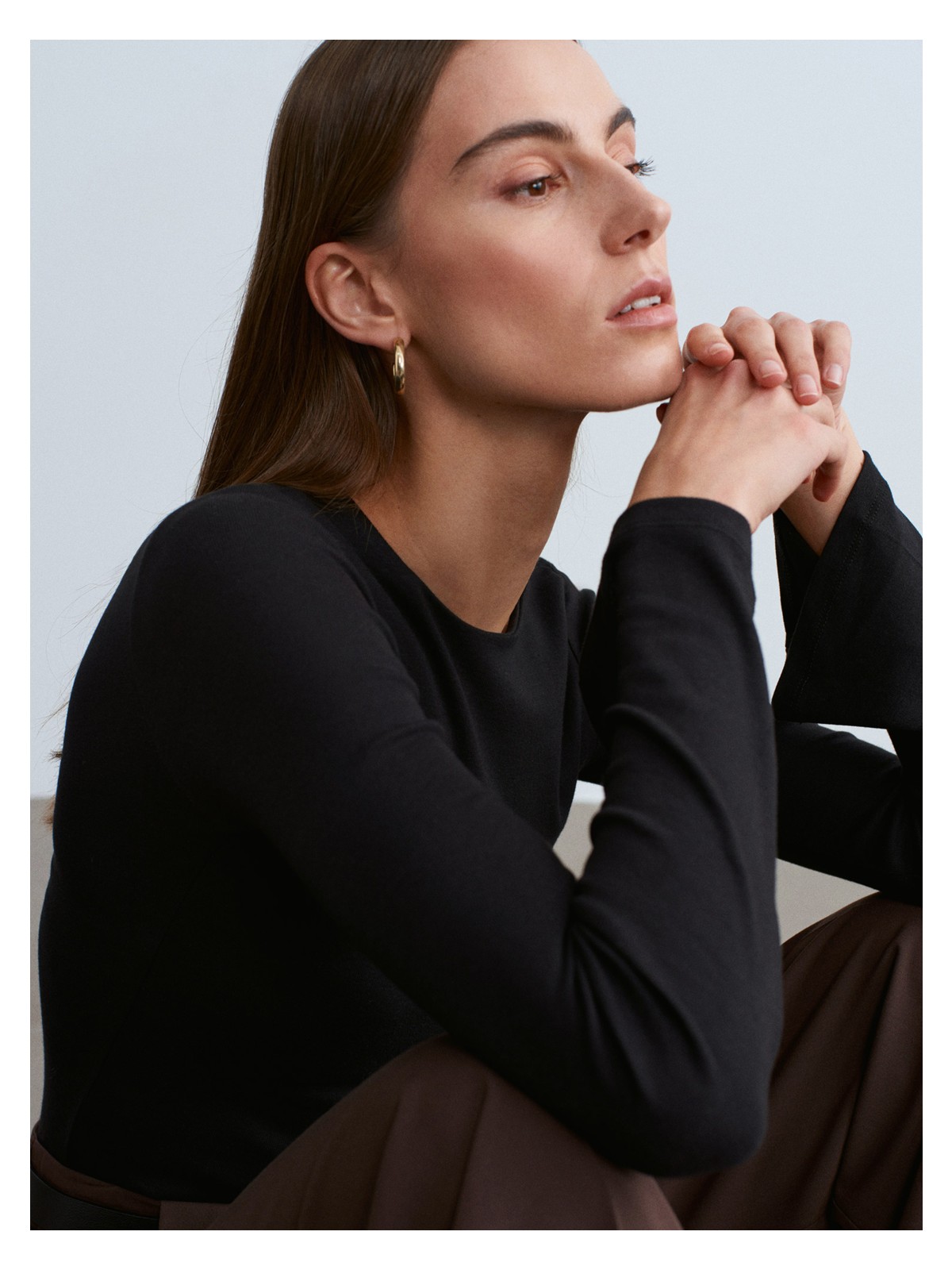 Dilvin 32284 Bisiklet Yaka Uzun Kollu Top-Koyu Kahve - Görsel 5