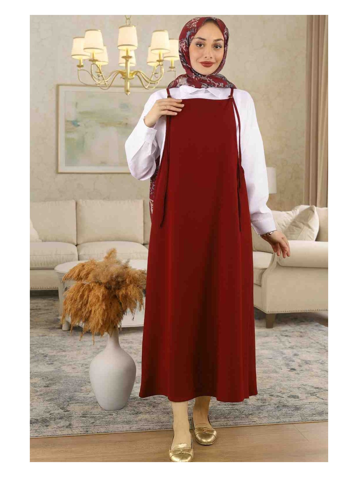 Kadın Bordo Ayarlanabilir Ip Askılı Jile