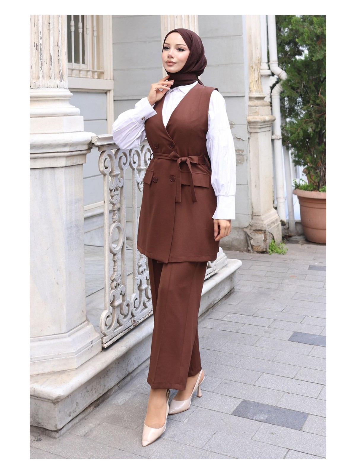 Moda Mihram Kemer Detaylı Ikili Kot Takım Açık Mavi 19232 - Görsel 9