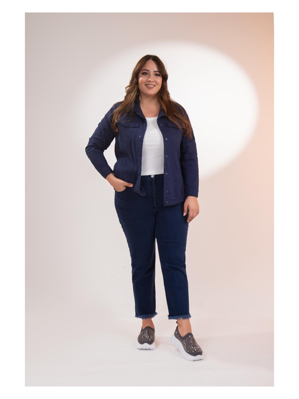 Roxxlen Büyük Beden Çıtçıt Gabardin Ceket