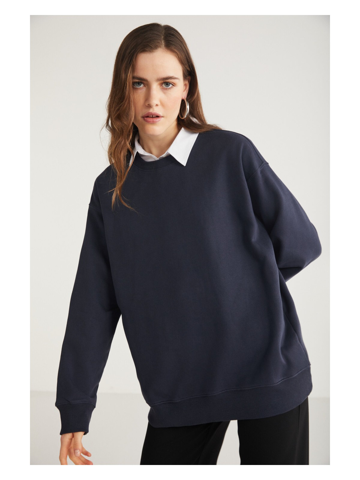 Ethiquet Karıus Kadın Regular Fit %100 Organik Pamuklu Içi Polarlı Yuvarlak Yaka Pembe Sweatshirt - Görsel 4