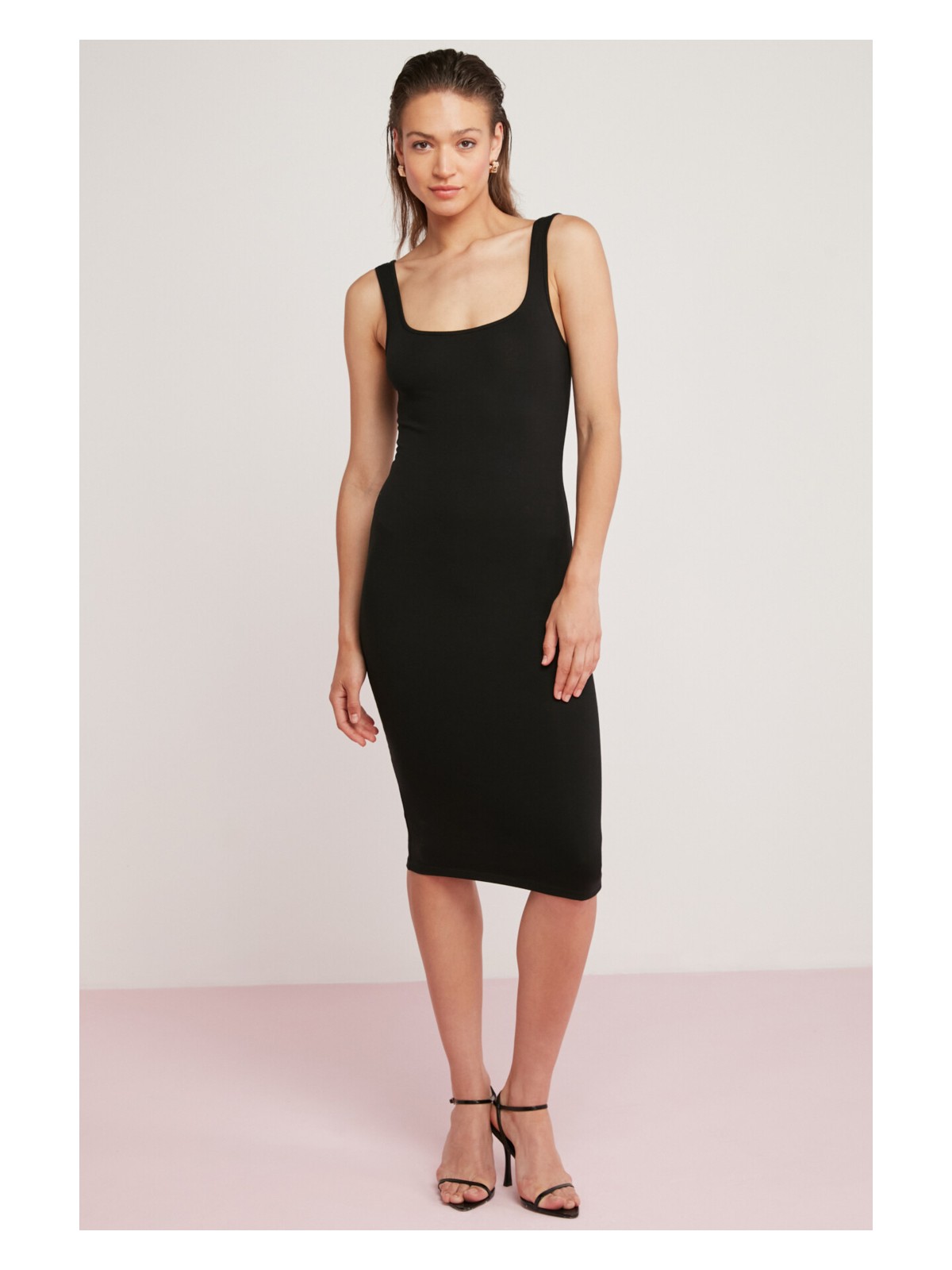 Ethiquet Margaret Kadın Vücuda Tamamen Oturan Kalın Askılı Kalem Yeşil Elbise - Görsel 4