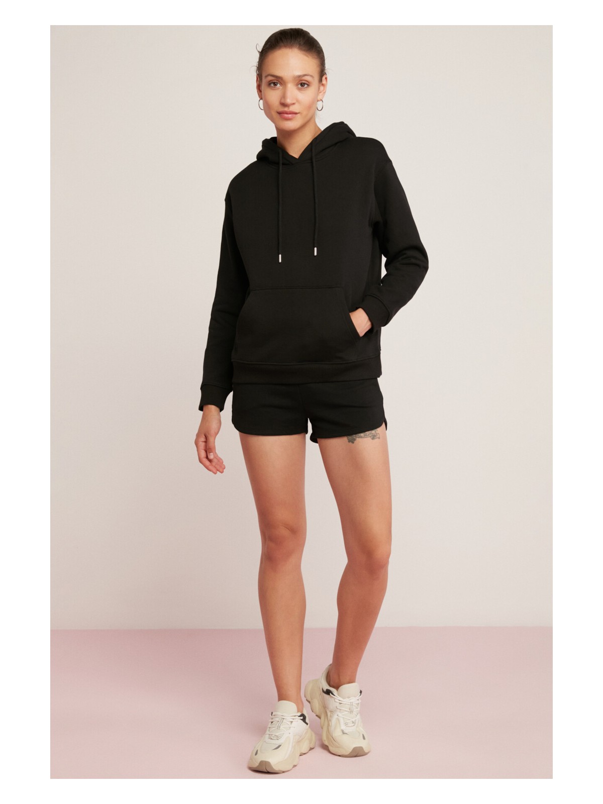 Ethiquet Abelia Kadın Içi Polarlı Yumuşacık Kalın Kumaşlı Kapüşonlu Comfort Fit Siyah Sweatshirt - Görsel 6