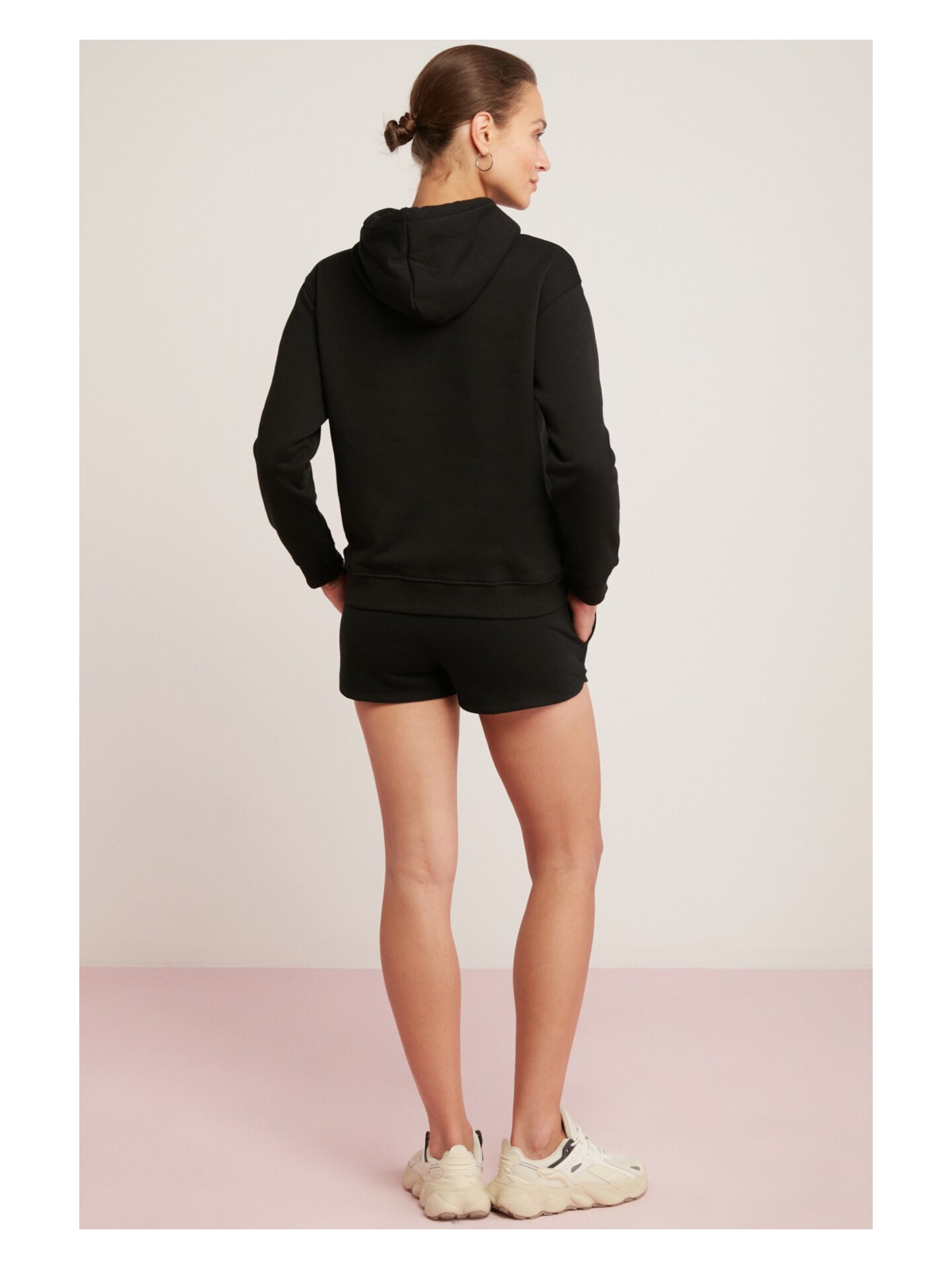 Ethiquet Abelia Kadın Içi Polarlı Yumuşacık Kalın Kumaşlı Kapüşonlu Comfort Fit Siyah Sweatshirt - Görsel 7