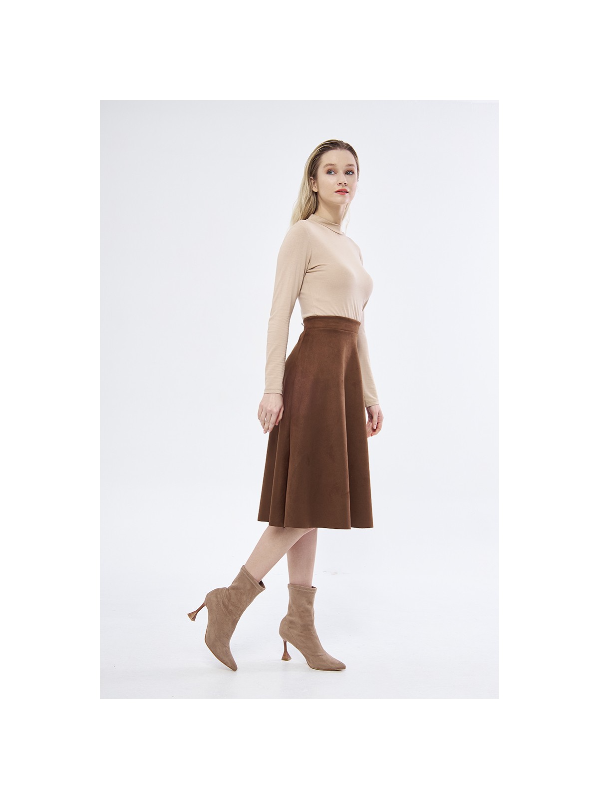 Trendparis Midi Boy Süet Kiloş Etek