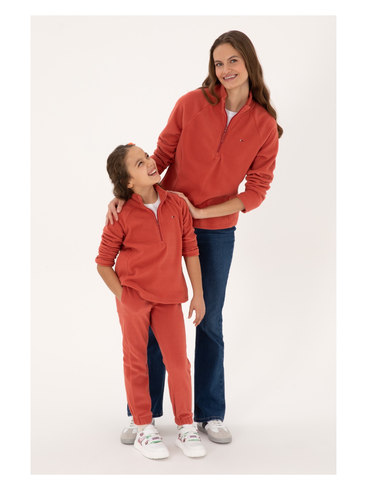 U.S. Polo Assn. Kadın Haki Fermuarlı Dik Yaka Polar Sweatshirt 50316714-VR027 - Görsel 3