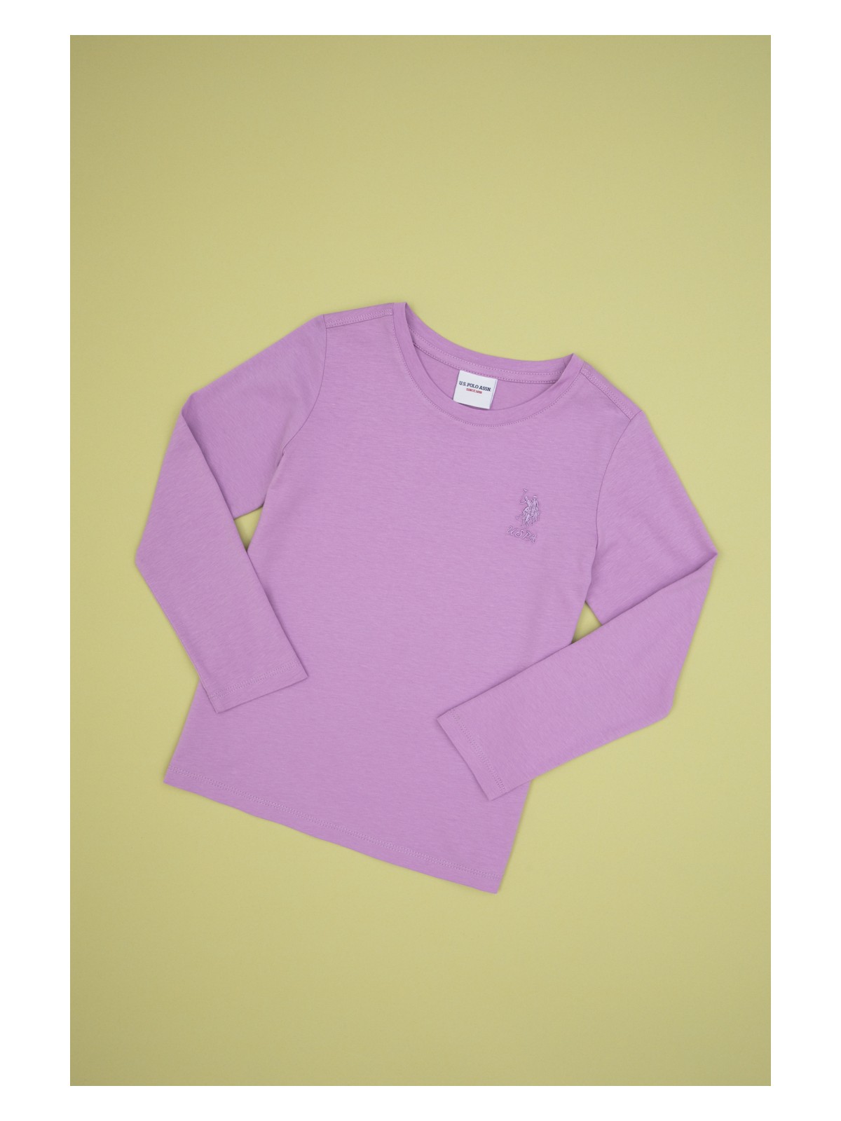 U.S. Polo Assn. Kız Çocuk Açık Pembe Bisiklet Yaka Basic Sweatshirt 50317923-VR078 - Görsel 4