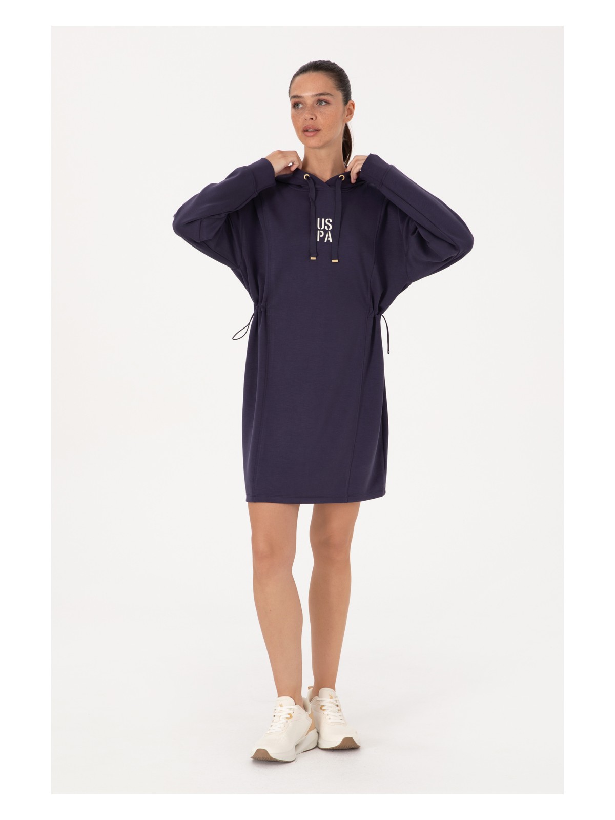 U.S. Polo Assn. Kadın Mürdüm Modal Karışımlı Mini Boy Kapüşonlu Sweatshirt Elbise 50314196-VR074