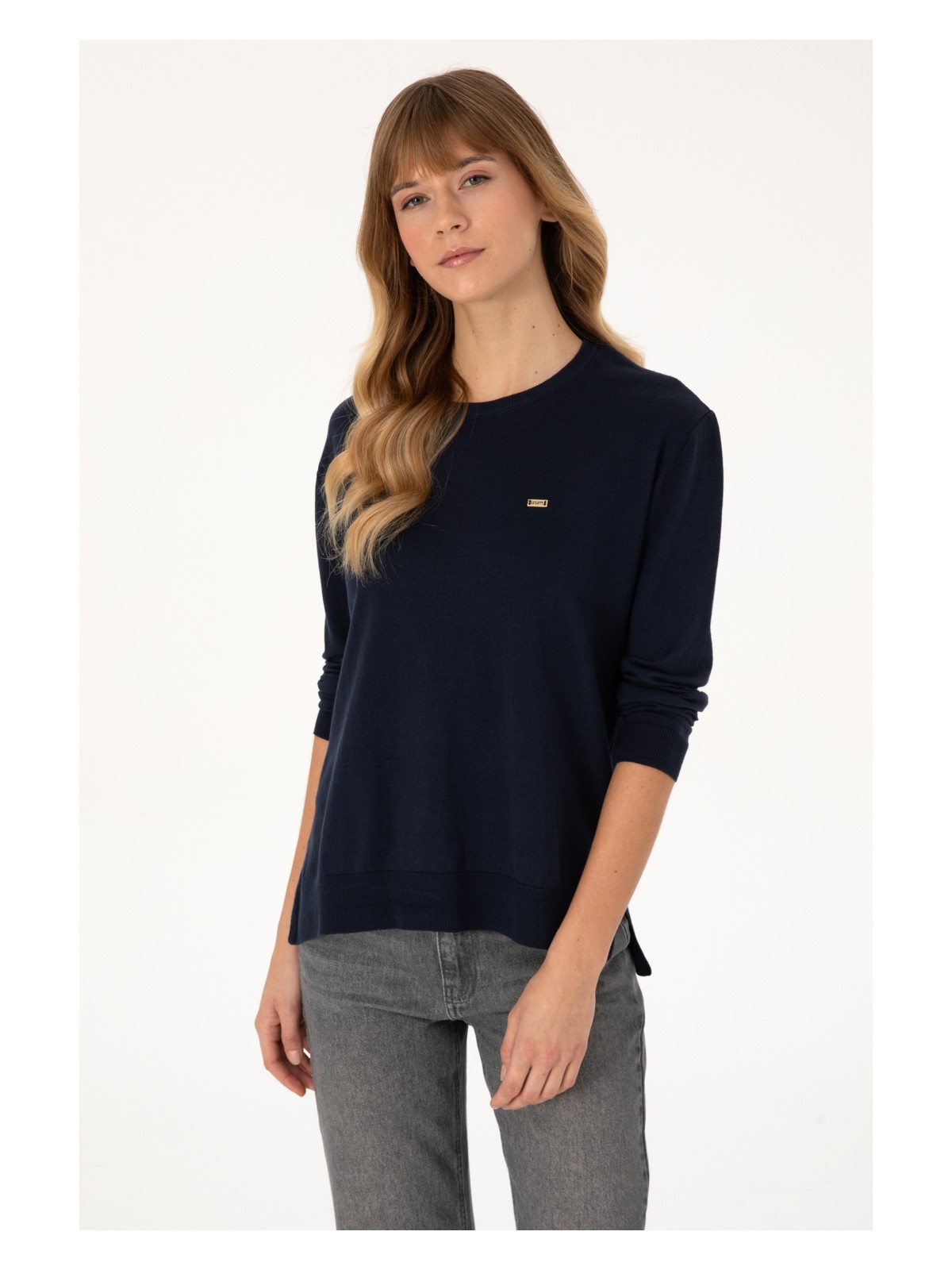 U.S. Polo Assn. Kadın Siyah Bisiklet Yaka Basic Kazak 50313579-VR046 - Görsel 5