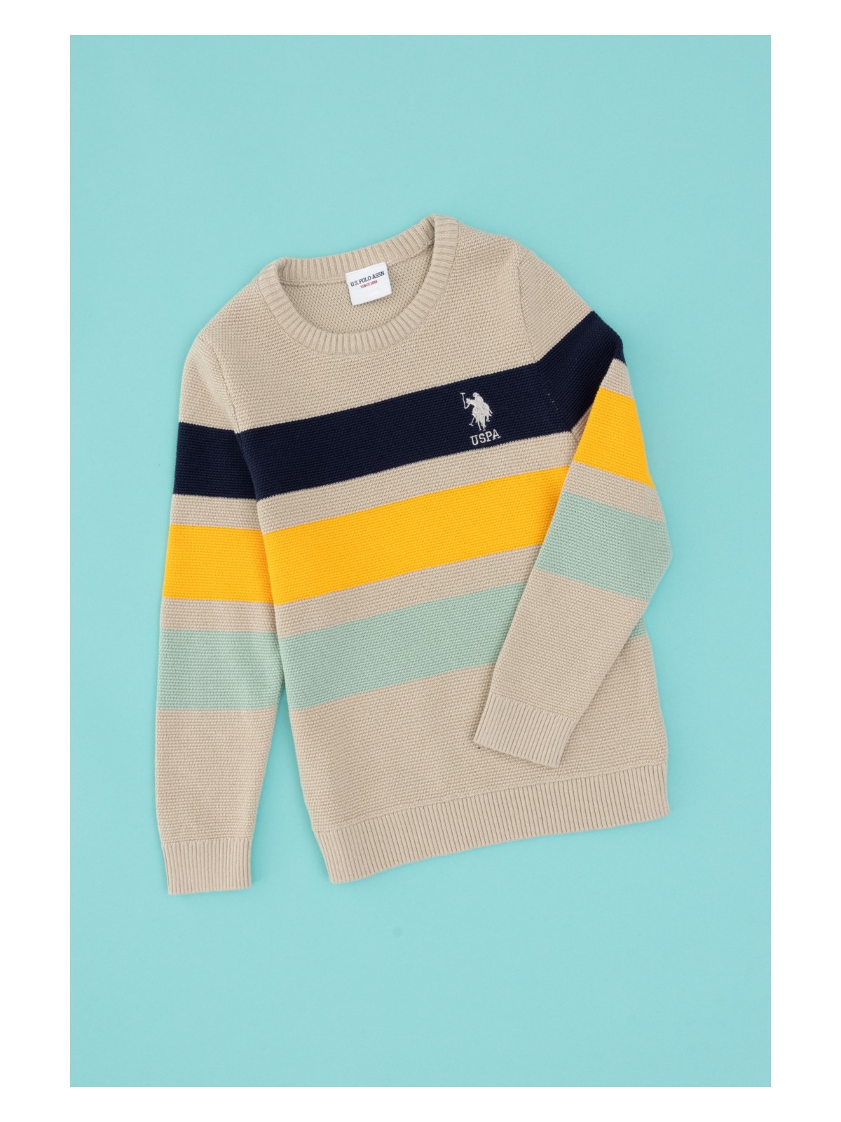 U.S. Polo Assn. Erkek Çocuk Taş Melanj Bisiklet Yaka Kazak 50317160-VR225