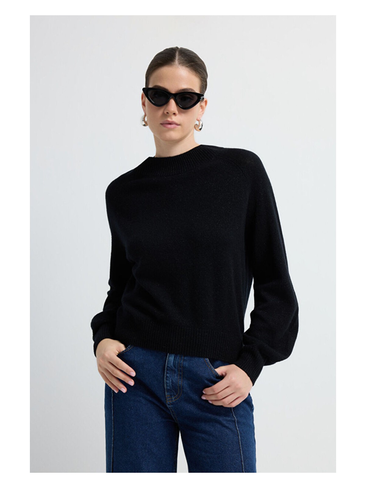 adL Adl Sim Detaylı Kaşmir Triko Kazak Siyah 13945300000