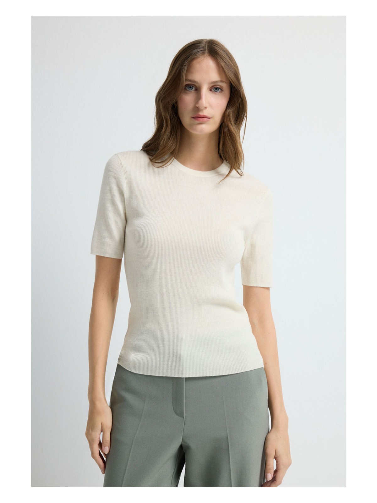 adL Adl Düğme Detaylı Yün Triko Bluz Kemik 11545352000