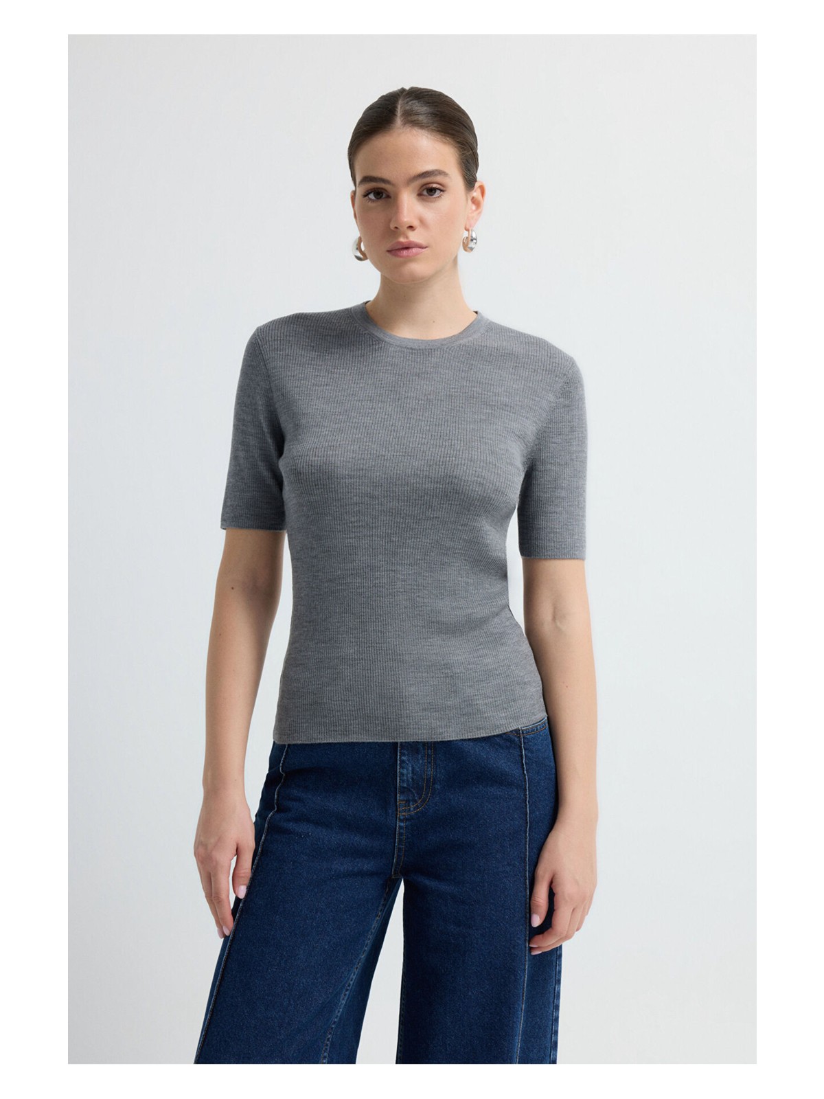 adL Adl Düğme Detaylı Yün Triko Bluz Kemik 11545352000 - Görsel 5