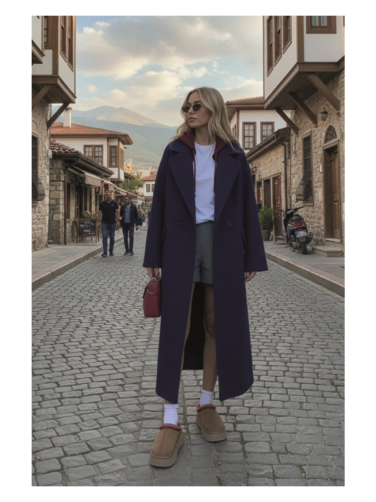 Barbora Kışlık Astarlı Sırtı Detaylı Kadın Kaşmir Kaban - Görsel 2