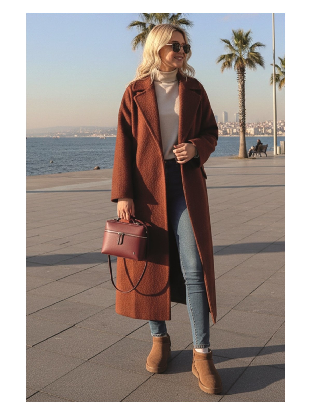 Barbora Kışlık Astarlı Detaylı Kadın Kaşmir Kaban - Görsel 2