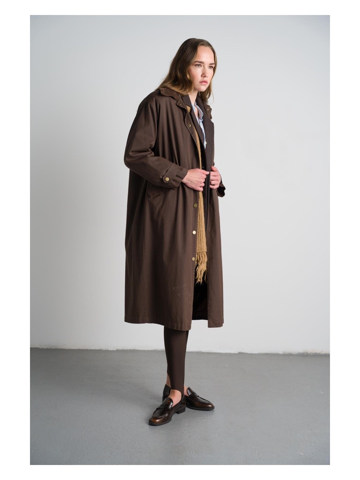 Nauve Mum Görünümlü Uzun Parka