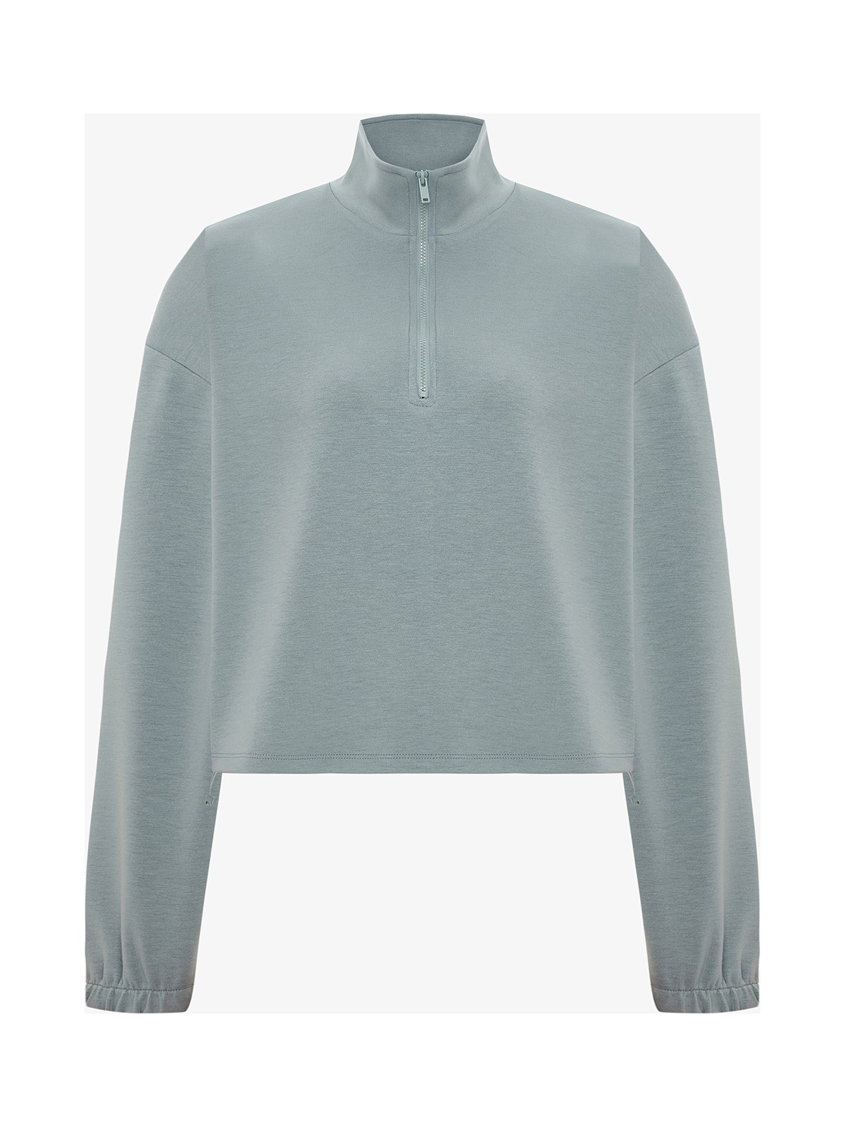 Penti Gri Silky Touch Dik Yaka Fermuarlı Crop Sweatshirt