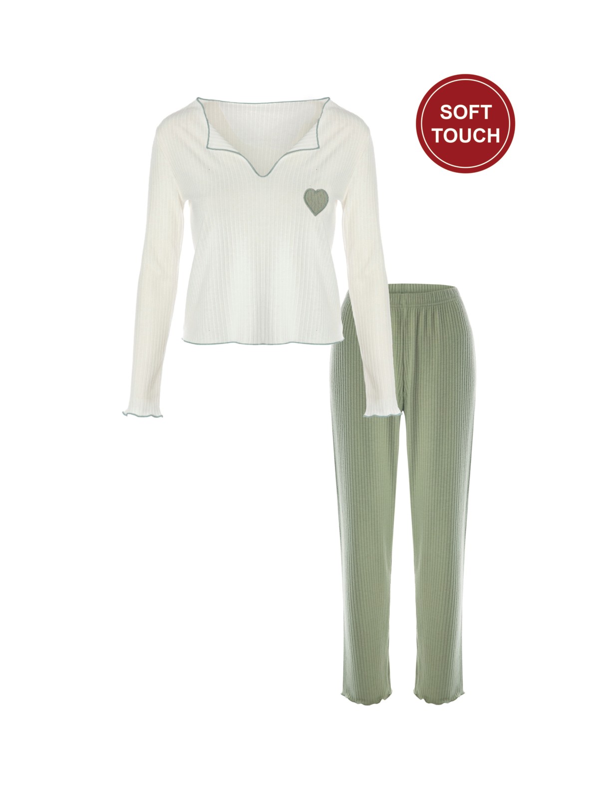 Koza İç Giyim Kadın Soft Touch Fitilli Uzun Kollu Pijama Takımı - Görsel 5