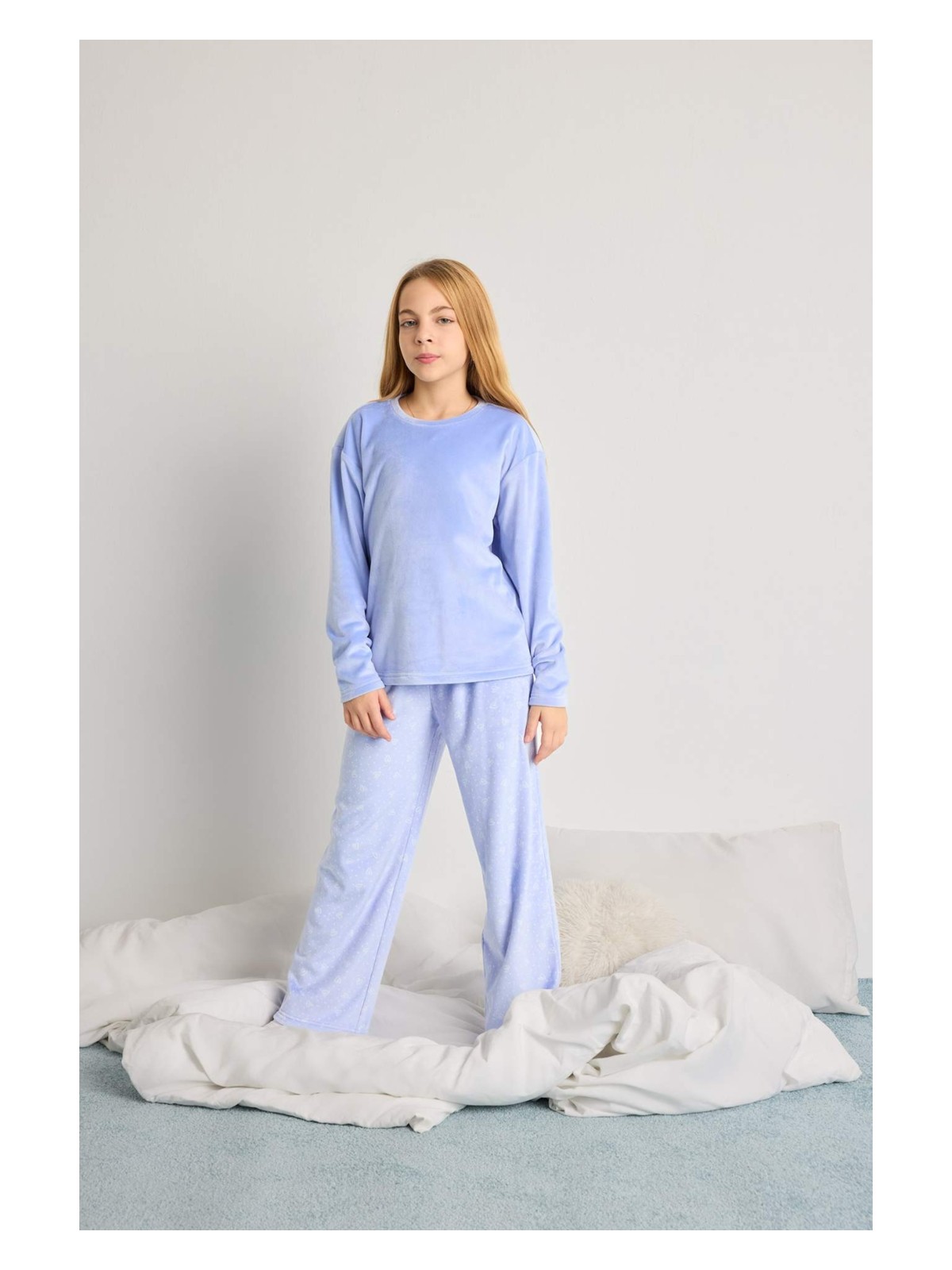 DeFacto Pijama Takımı Polar Uzun Kollu Üst Uzun Alt Kız Çocuk D1068A825WN