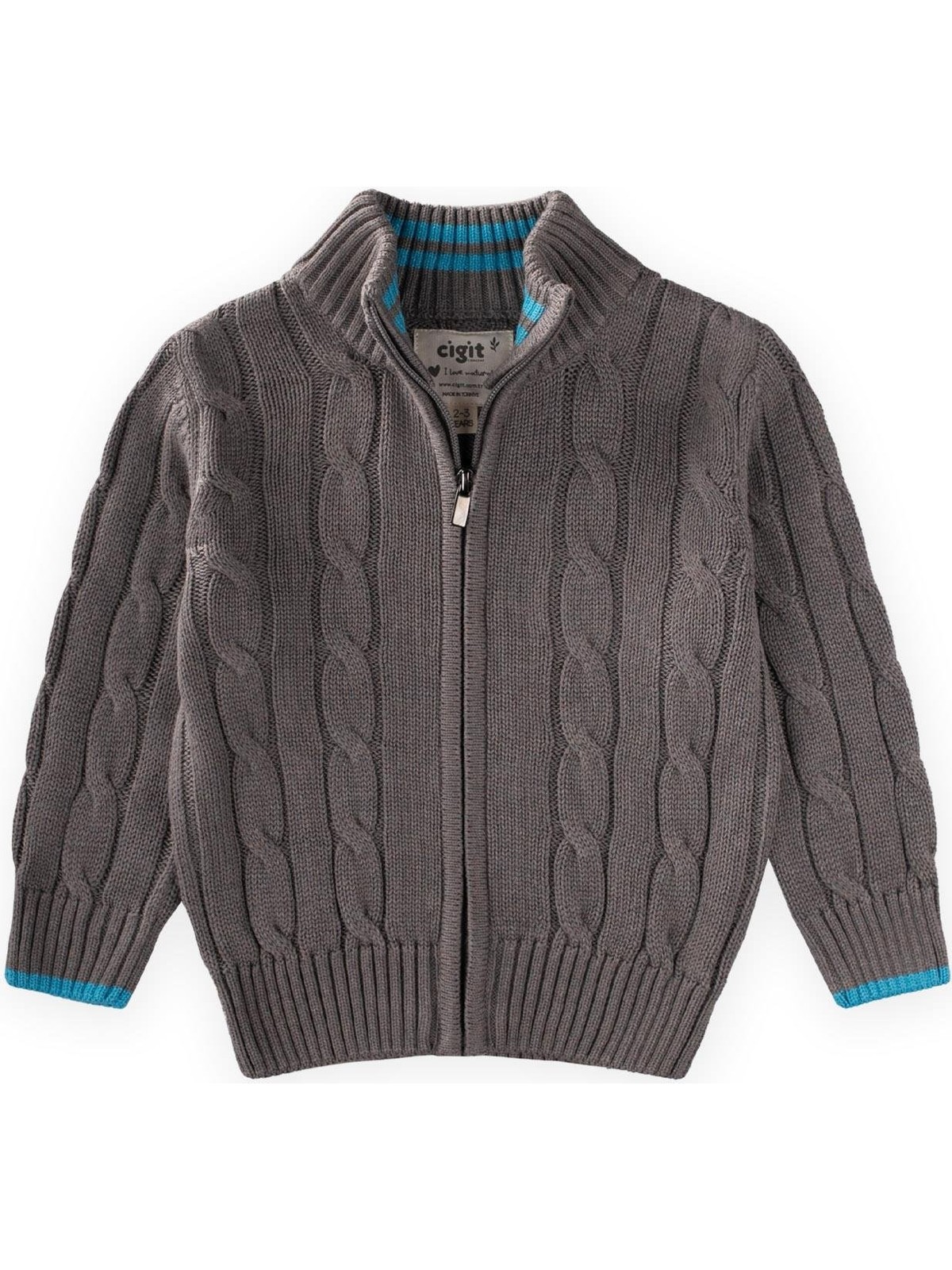 Cigit Saç Örgü Triko Hırka 2-11 Yaş Siyah - Görsel 3