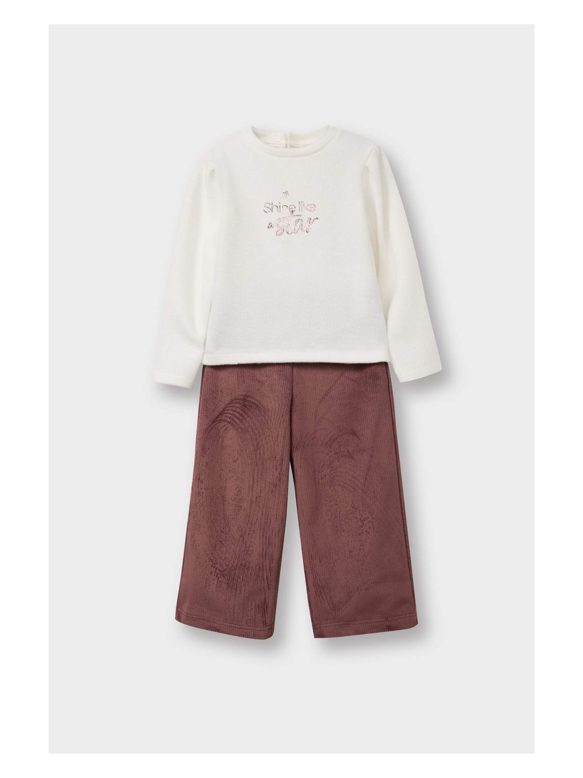 DeFacto 2'li Takım Baskılı Sweatshirt Süet Pantolon Kız Bebek G5713A525WN