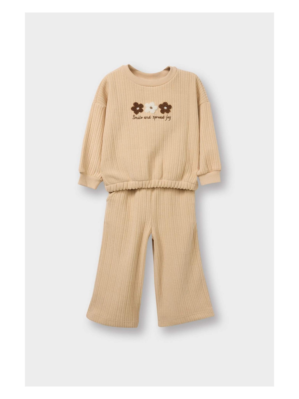 DeFacto 2'li Takım Çiçekli Sweatshirt Eşofman Altı Kız Bebek G5092A525WN