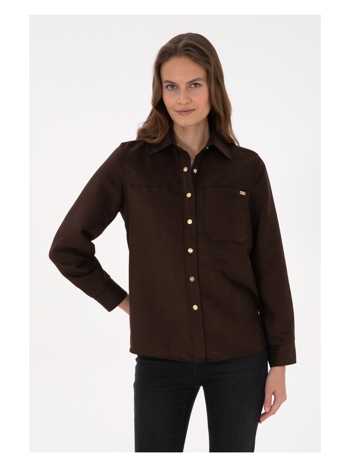 U.S. Polo Assn. U.s. Polo Assn. Kadın Lacivert Gömlek Desenli 50317242-VR033 - Görsel 4