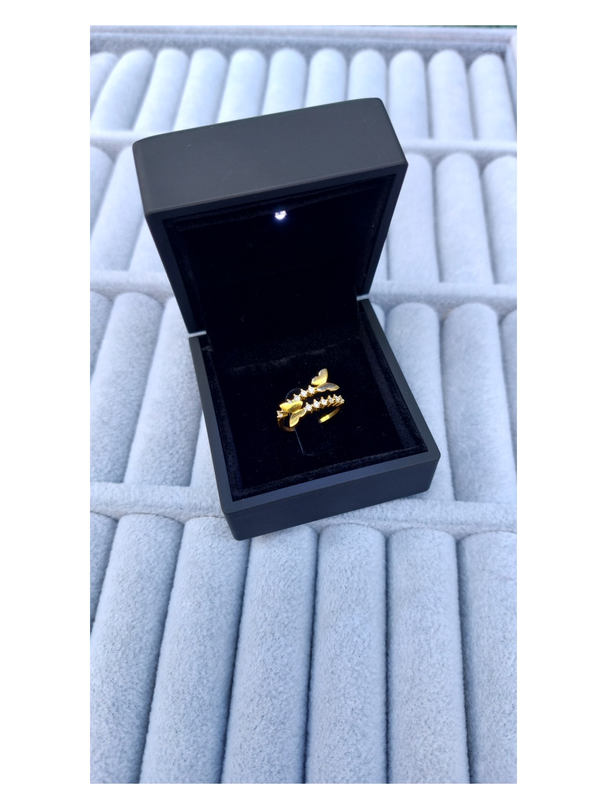 Zanaat Silver 925 Ayar Gümüş Zirkon Taşlı Altın Kaplama Ayarlanabilir Kelebek Yüzük - Görsel 8