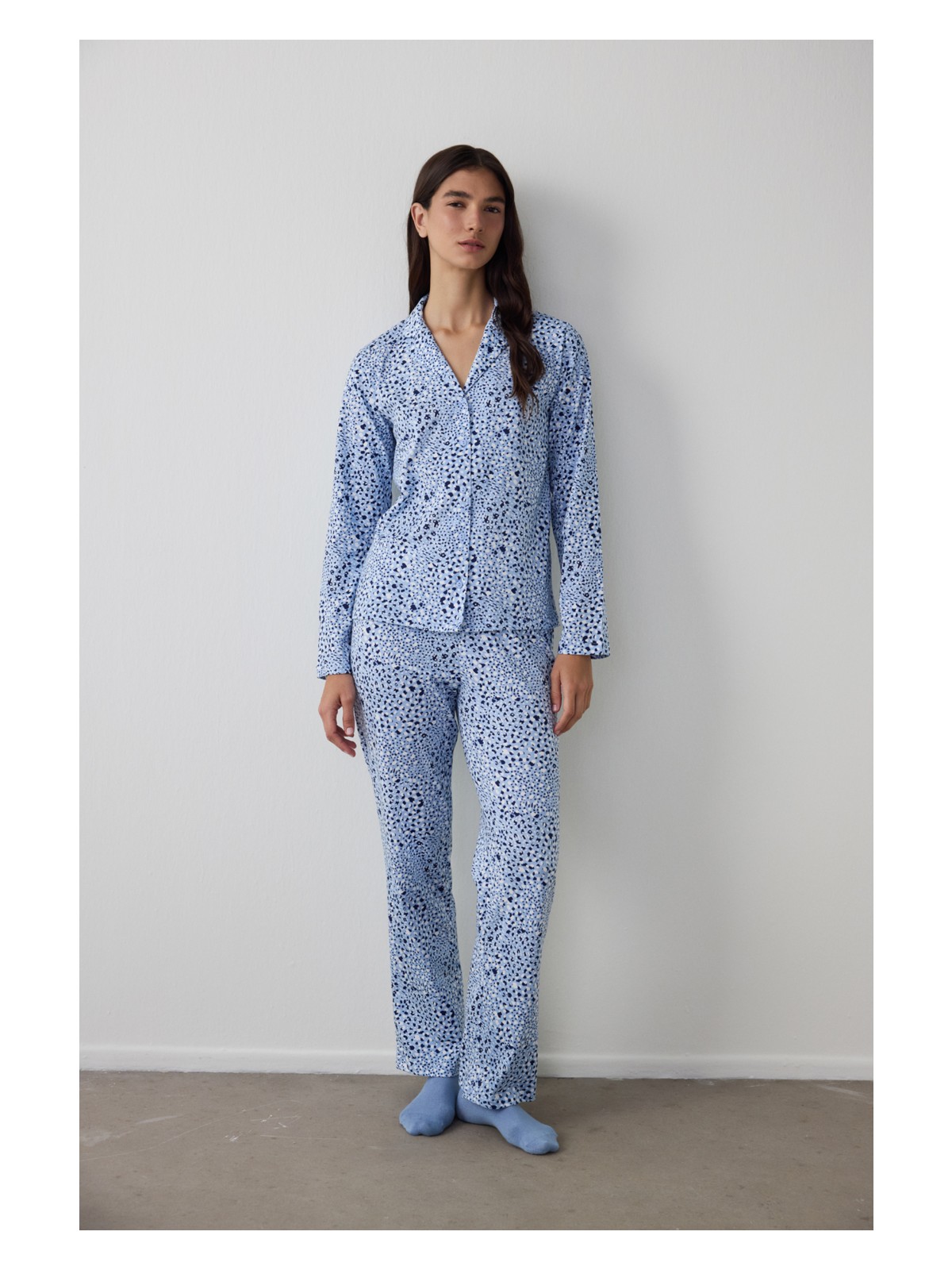 Penti Mavi Leila Gömlek Pantolon Pijama Takımı