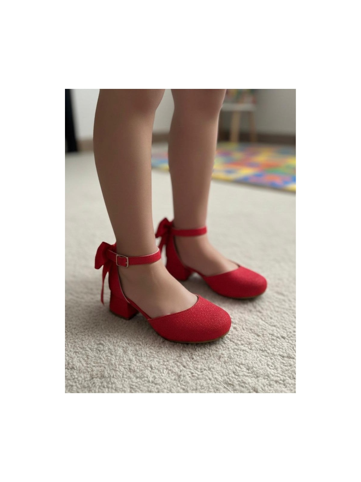 Surpie Shoes Çocuk Topuklu Ayakkabı, Kısa Topuklu Çocuk Topuklu Ayakkabı, Çocuk Abiye Ayakkabı - Görsel 3