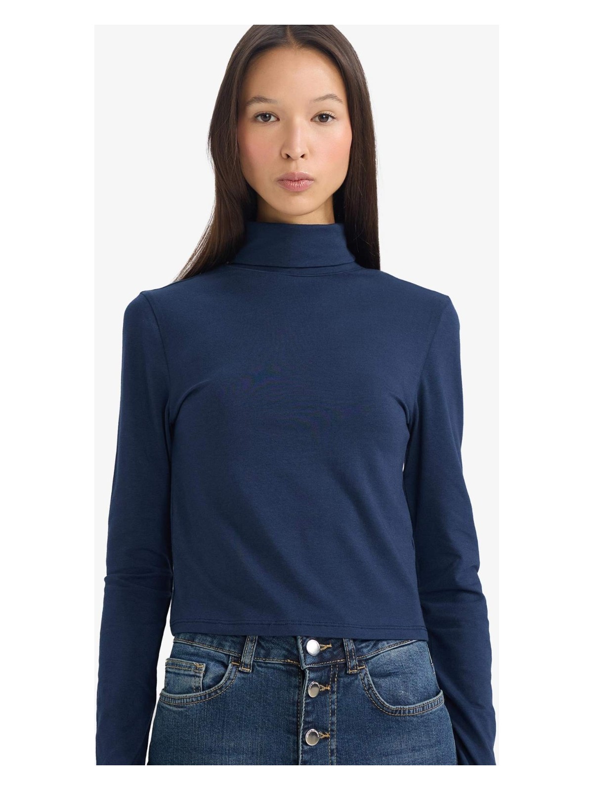 DeFacto Fitted Balıkçı Yaka Modal Uzun Kollu Tişört G5826AX25WN