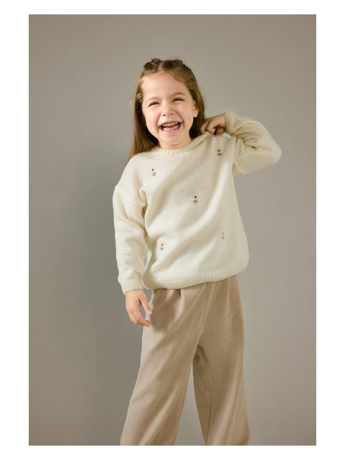 DeFacto Bisiklet Yaka Tavşan Baskılı Triko Kazak Kız Bebek F2632A525WN - Görsel 3