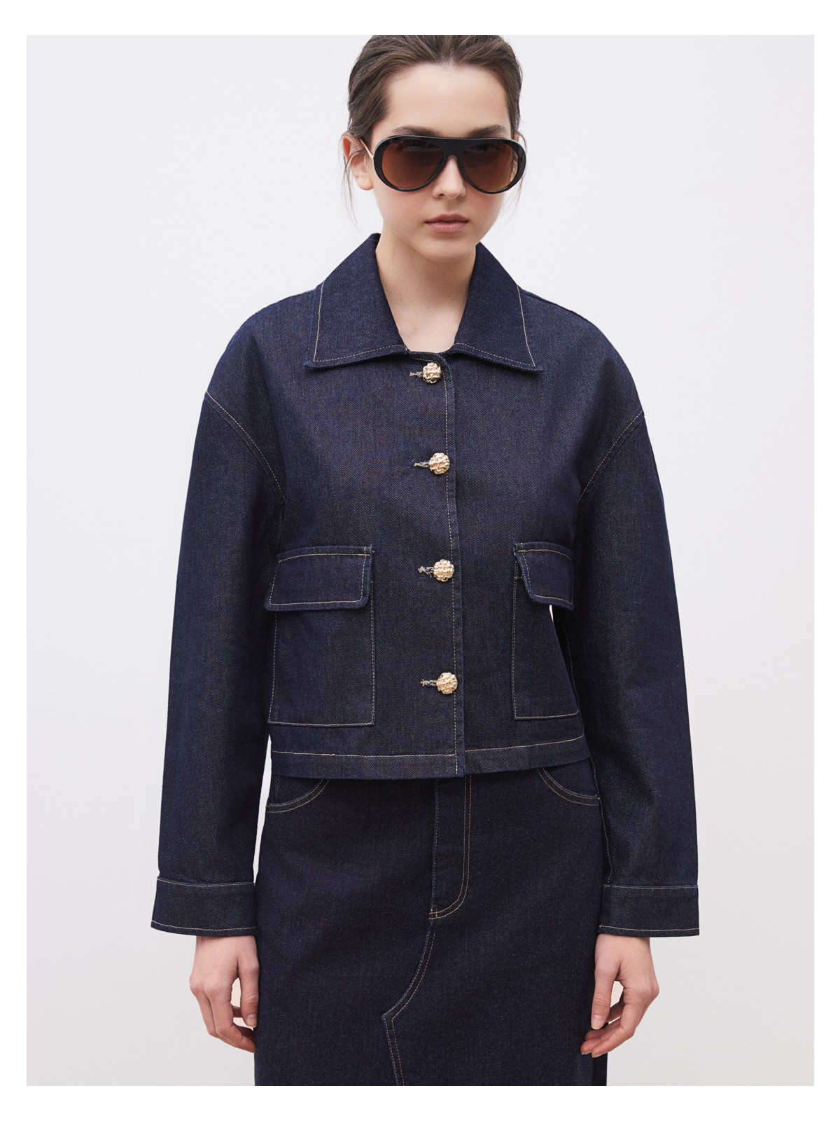 Soulife Gömlek Yaka Kadın Jean Ceket - Görsel 3