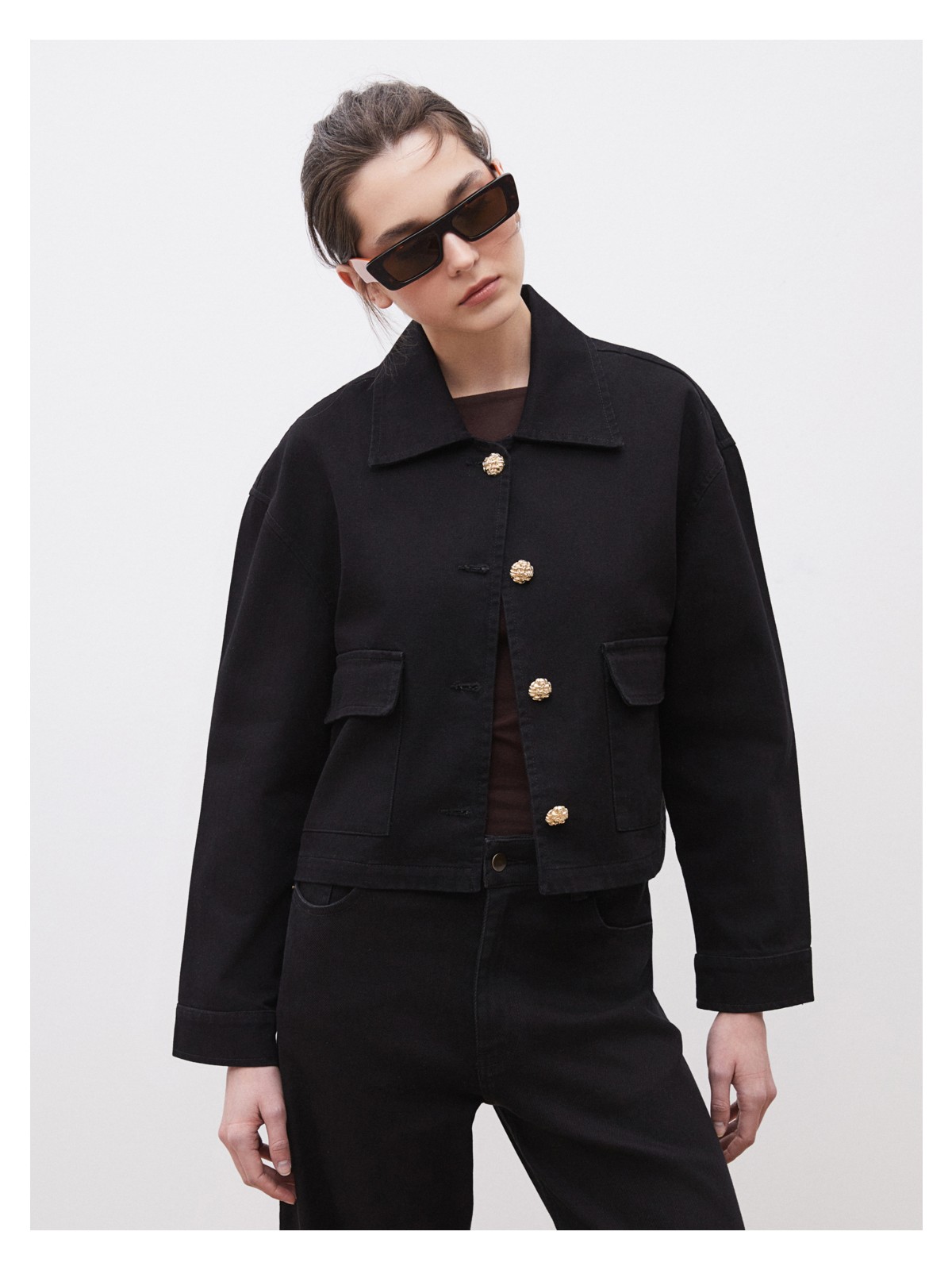 Soulife Gömlek Yaka Kadın Jean Ceket - Görsel 4