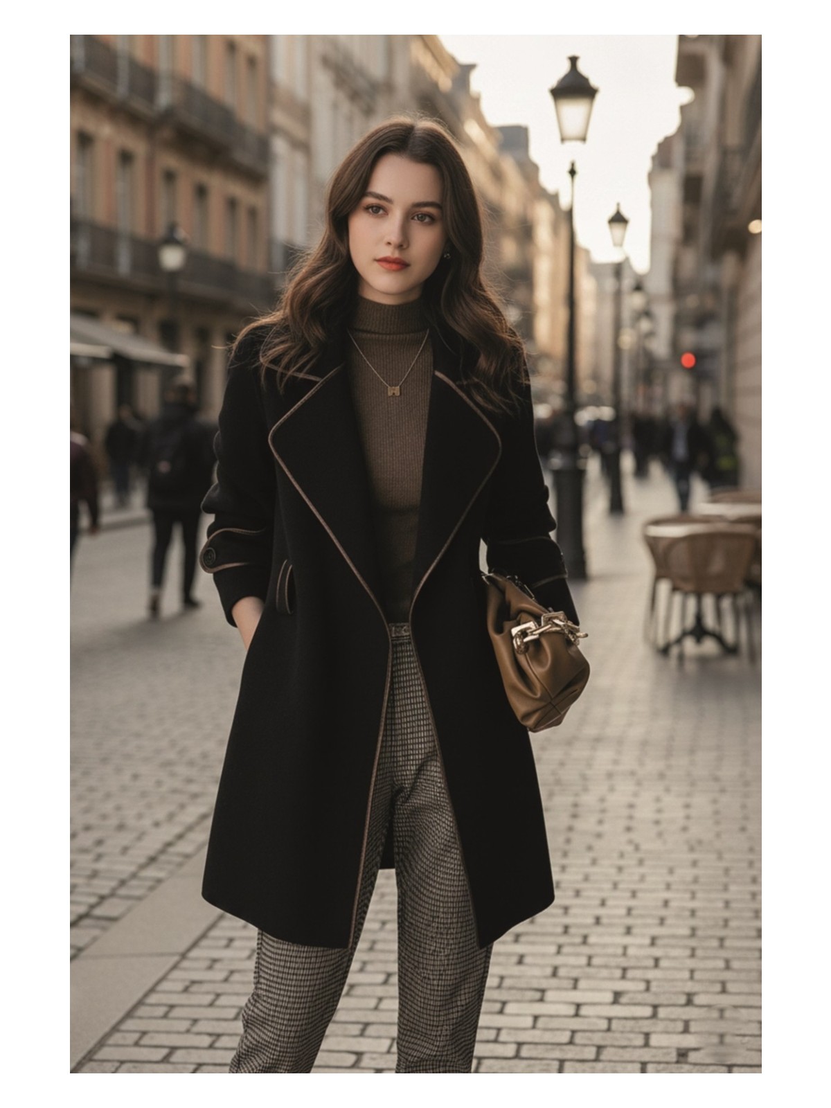 Barbora Kaşe Kadın Şık Yaka Kaban ve Kemer