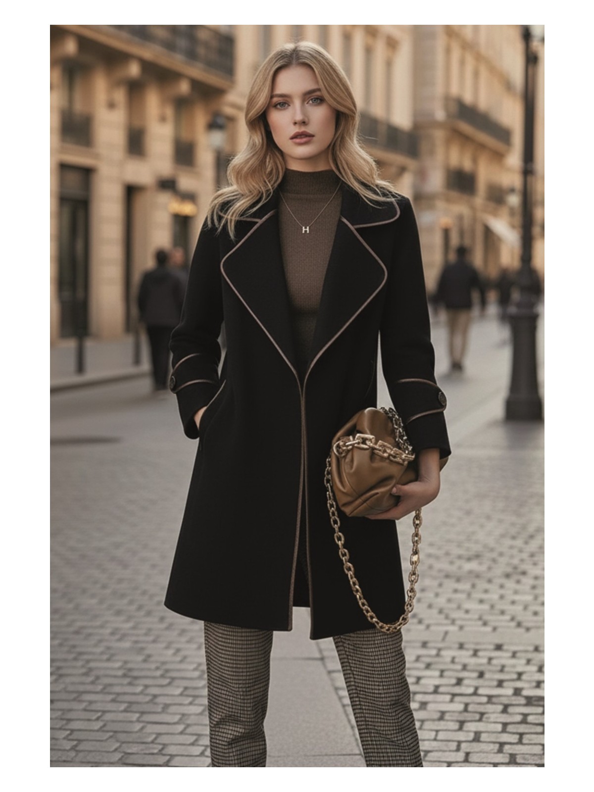 Barbora Kaşe Kadın Şık Yaka Kaban ve Kemer