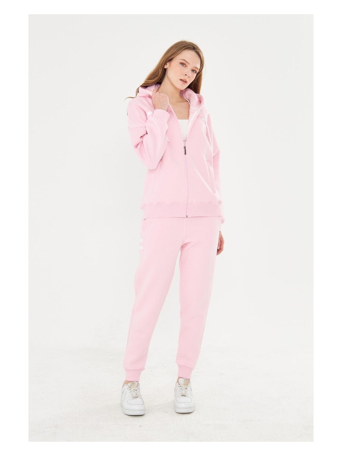 Trendhill Kadın Içi Polarlı Kapüşonlu Kışlık Eşofman Takımı Bej 8520-B - Görsel 5