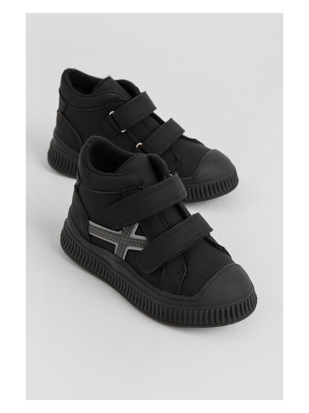 Tonny Black Çocuk Unisex Camel Esnek Termo Taban Çift Cırtlı Şerit Desenli Spor Kısa Bot - Görsel 3