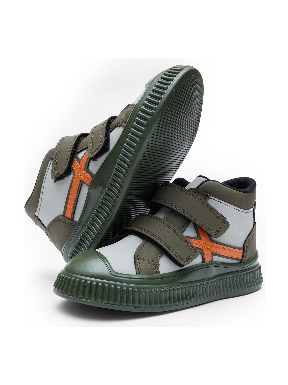 Tonny Black Çocuk Unisex Camel Esnek Termo Taban Çift Cırtlı Şerit Desenli Spor Kısa Bot - Görsel 6